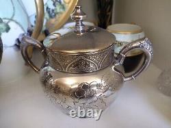 Antique Victorian 4pc Tea Set Quad Silver Plate Hartford Very Elegant 1881-1893