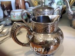 Antique Victorian 4pc Tea Set Quad Silver Plate Hartford Very Elegant 1881-1893