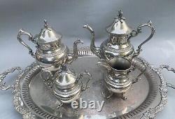 Antique Victorian 5 pc Silver Plate Tea Set