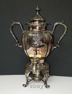 Antique Victorian Art Nouveau Poppy Quadruple Plate Tea Hot Water Urn Victor