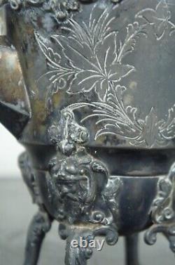 Antique Victorian Bailey Brainard Silver Plate Figural Footed Tea Coffee Pot 10