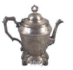 Antique Victorian Figural Silver Triple Plate Webster Tea Pot Hand Engraved