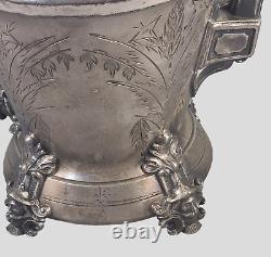Antique Victorian Figural Silver Triple Plate Webster Tea Pot Hand Engraved