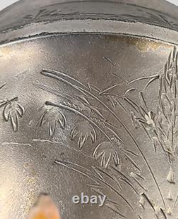 Antique Victorian Figural Silver Triple Plate Webster Tea Pot Hand Engraved