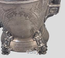 Antique Victorian Figural Silver Triple Plate Webster Tea Pot Hand Engraved