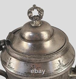 Antique Victorian Figural Silver Triple Plate Webster Tea Pot Hand Engraved