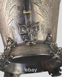 Antique Victorian Figural Silver Triple Plate Webster Tea Pot Hand Engraved