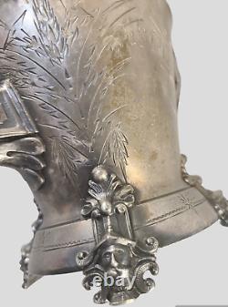 Antique Victorian Figural Silver Triple Plate Webster Tea Pot Hand Engraved