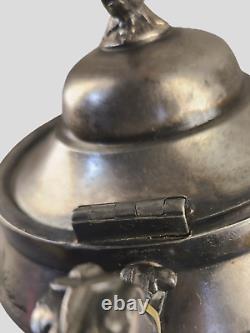 Antique Victorian Figural Silver Triple Plate Webster Tea Pot Hand Engraved