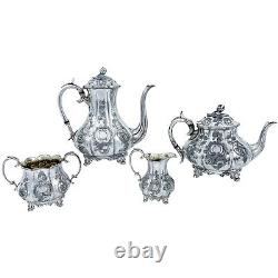 Antique Victorian George Travis, Sheffield silver plate 4 piece tea coffee set