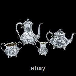 Antique Victorian George Travis, Sheffield silver plate 4 piece tea coffee set