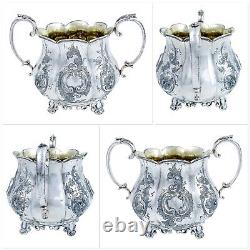 Antique Victorian George Travis, Sheffield silver plate 4 piece tea coffee set