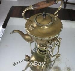 Antique Victorian Heavy Quality Brass Tipping Tea Pot With Stand Samovar