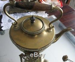 Antique Victorian Heavy Quality Brass Tipping Tea Pot With Stand Samovar