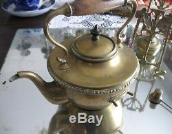 Antique Victorian Heavy Quality Brass Tipping Tea Pot With Stand Samovar