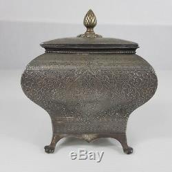 Antique Victorian James Dixon and Sons Silver Plated Bombe Tea Caddy Decorative
