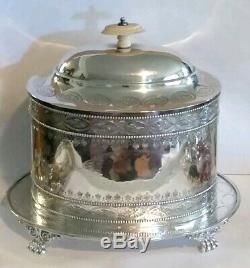 Antique Victorian John Sherwood & Sons Ornate Silverplate Tea Caddy with Claw Feet