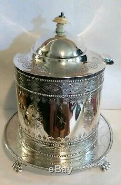 Antique Victorian John Sherwood & Sons Ornate Silverplate Tea Caddy with Claw Feet