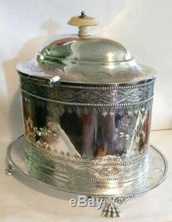 Antique Victorian John Sherwood & Sons Ornate Silverplate Tea Caddy with Claw Feet