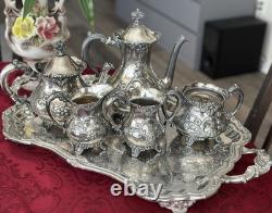 Antique Victorian Meriden Quadruple Plate Coffee & Tea Set 5 pcs