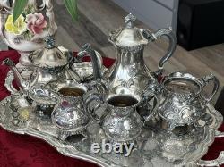 Antique Victorian Meriden Quadruple Plate Coffee & Tea Set 5 pcs