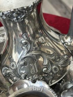 Antique Victorian Meriden Quadruple Plate Coffee & Tea Set 5 pcs