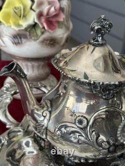 Antique Victorian Meriden Quadruple Plate Coffee & Tea Set 5 pcs