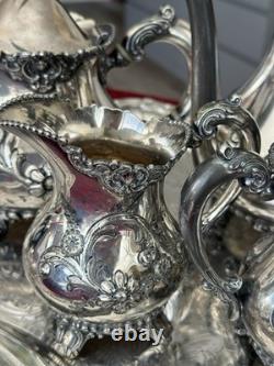 Antique Victorian Meriden Quadruple Plate Coffee & Tea Set 5 pcs