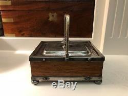 Antique Victorian Oak And Silver Plated Engraved Hallmarked Tea Caddy Sweets Box