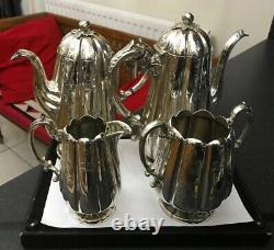 Antique Victorian Ornate Silver Plate 4pc WFP & Co Lobe Shape Teaset Tea Set