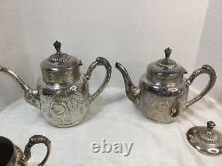 Antique Victorian Quadruple plate Tea Service Set Acme for E Jaccard Aesthetic