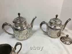 Antique Victorian Quadruple plate Tea Service Set Acme for E Jaccard Aesthetic