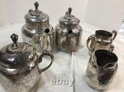 Antique Victorian Quadruple plate Tea Service Set Acme for E Jaccard Aesthetic