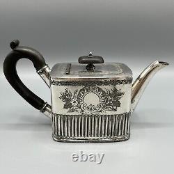 Antique Victorian Silver Plate Bachelor Cube Teapot Cream Jug Sugar Bowl Tea Set