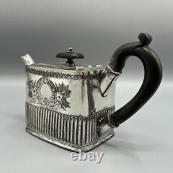 Antique Victorian Silver Plate Bachelor Cube Teapot Cream Jug Sugar Bowl Tea Set