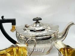 Antique Victorian Silver Plate Gold Gilt Lined Teaset Tea Set