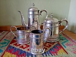 Antique Victorian Silver Plate Tea/Coffee Pot Set by Thomas Bradbury and Sons