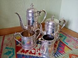 Antique Victorian Silver Plate Tea/Coffee Pot Set by Thomas Bradbury and Sons