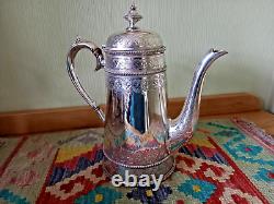 Antique Victorian Silver Plate Tea/Coffee Pot Set by Thomas Bradbury and Sons