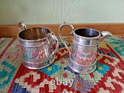 Antique Victorian Silver Plate Tea/Coffee Pot Set by Thomas Bradbury and Sons