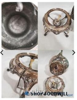 Antique Victorian Silver Plate Tea Kettle On Stand With Crest