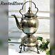 Antique Victorian Spirit Kettle Silver Plate Tea Pot With Stand Locking Keys