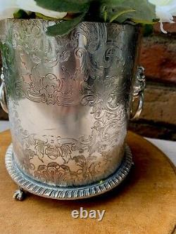 Antique Vintage English Silver Plate Cache Pot Tea Caddy Box
