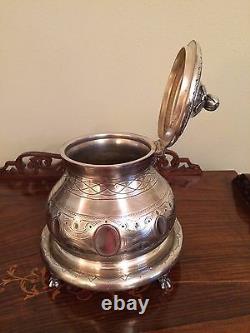 Antique Vintage Engraved Silver Ball Claw Feet Tea Coffee Biscuit Barrel Mappin