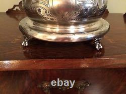 Antique Vintage Engraved Silver Ball Claw Feet Tea Coffee Biscuit Barrel Mappin