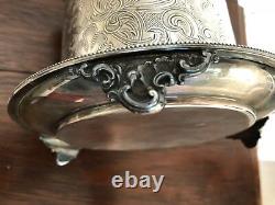 Antique Vintage Engraved Silver Tobacco Tea Coffee Footed Biscuit Barrel Marked