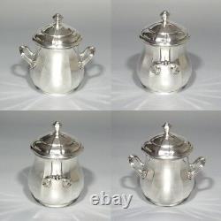 Antique Vintage French Saglier Frères Silver Plate Ebony Tea & Coffee Set 4 pcs