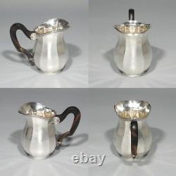 Antique Vintage French Saglier Frères Silver Plate Ebony Tea & Coffee Set 4 pcs