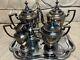 Antique Vintage Manhattan Plate Silver Plated Tea Coffee Set 4 Pc Set + Tray