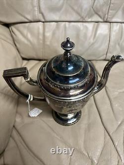 Antique Vintage Manhattan Plate Silver Plated Tea Coffee Set 4 Pc Set + Tray